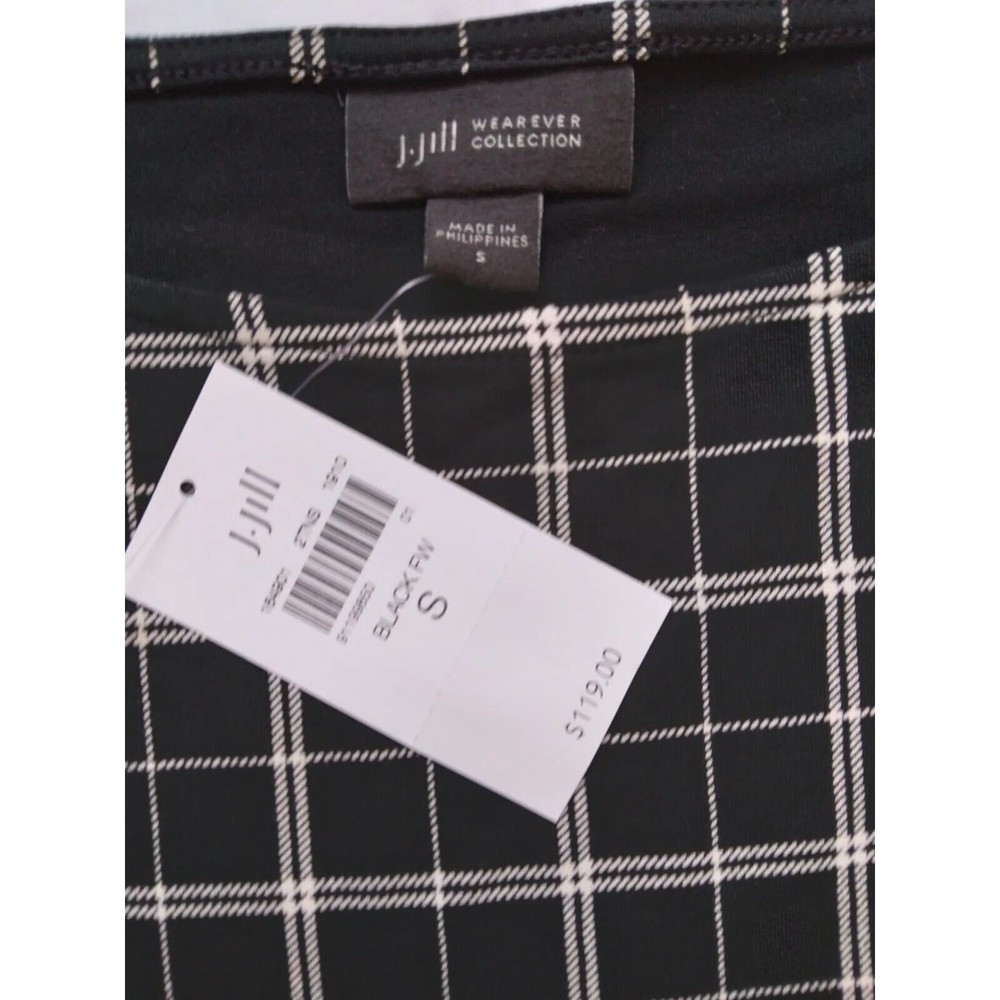 J Jill Wearever Collection Faux Wrap Stretch Black White Windowpane Womens Small - Picture 5 of 9